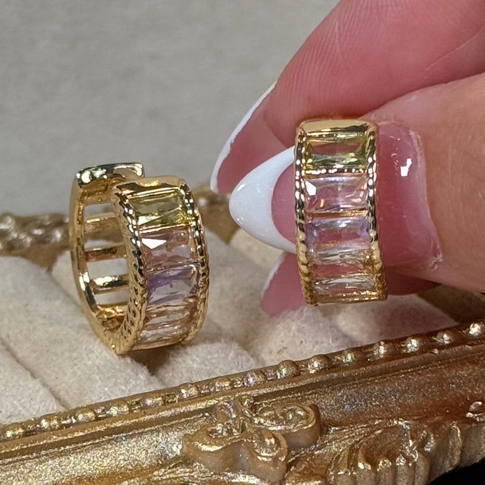 Tricolor Crystal small hoops Style 5