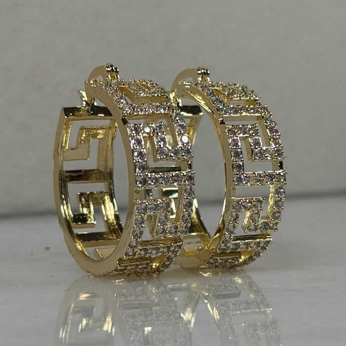 CZ Medium Hoop Earrings Style 6