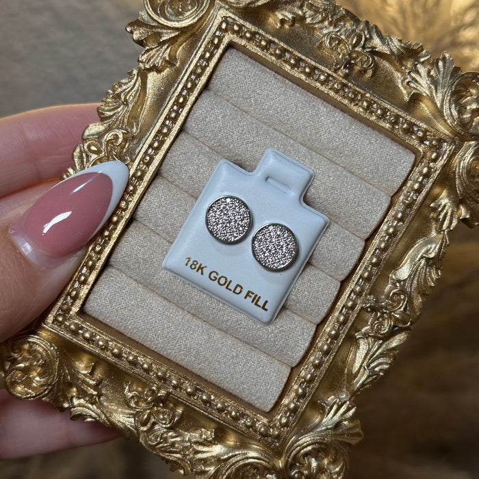 Round WhiteGold CZ diamond Earrings style 15