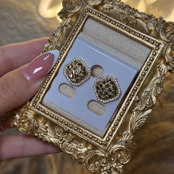 Large square nugget earrings
