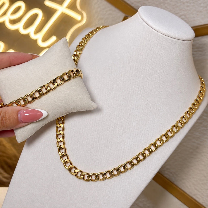 Stainless Steel Cuban chain set