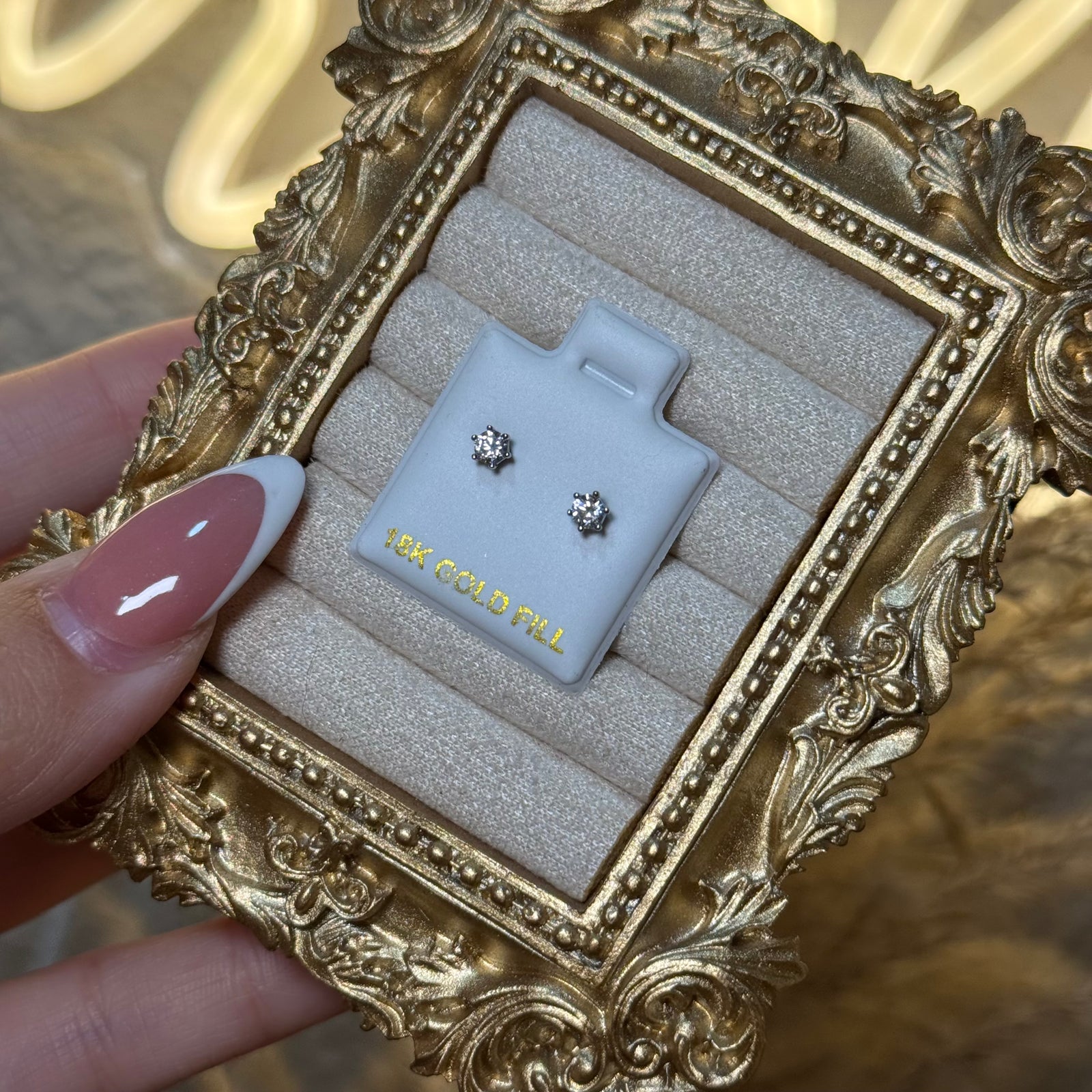 Small whiteGold diamond Earrings style 13