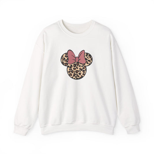 Leopard Minnie Bow Crewneck Sweatshirt