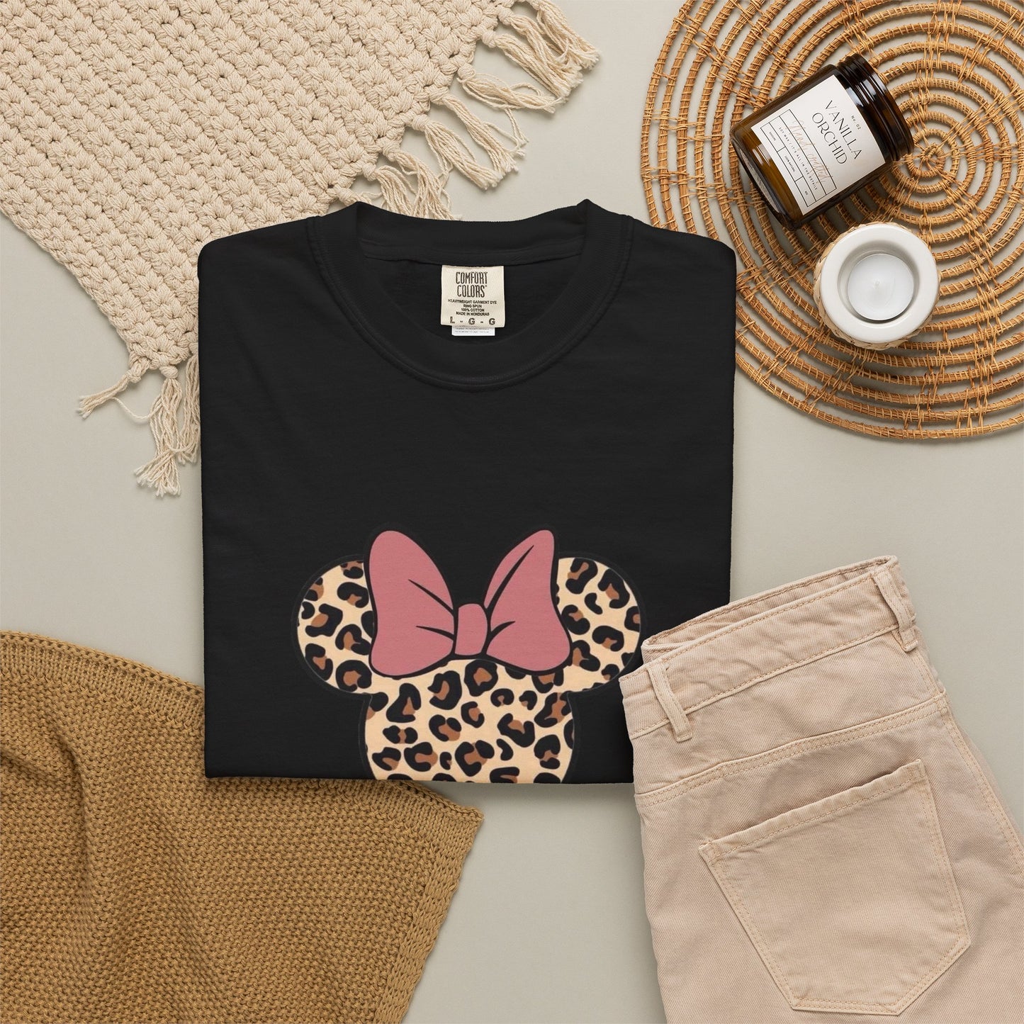 Leopard Print Minnie Mouse Tee — Pink Bow Graphic T-Shirt