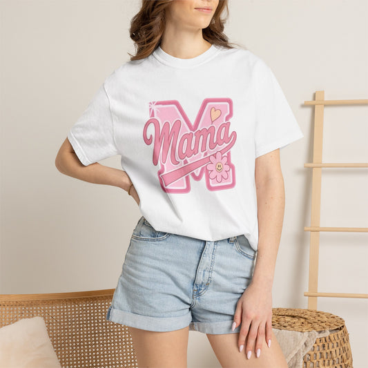 Mama Graphic T-Shirt — Retro Pink Floral Mom Tee for Mother's Day