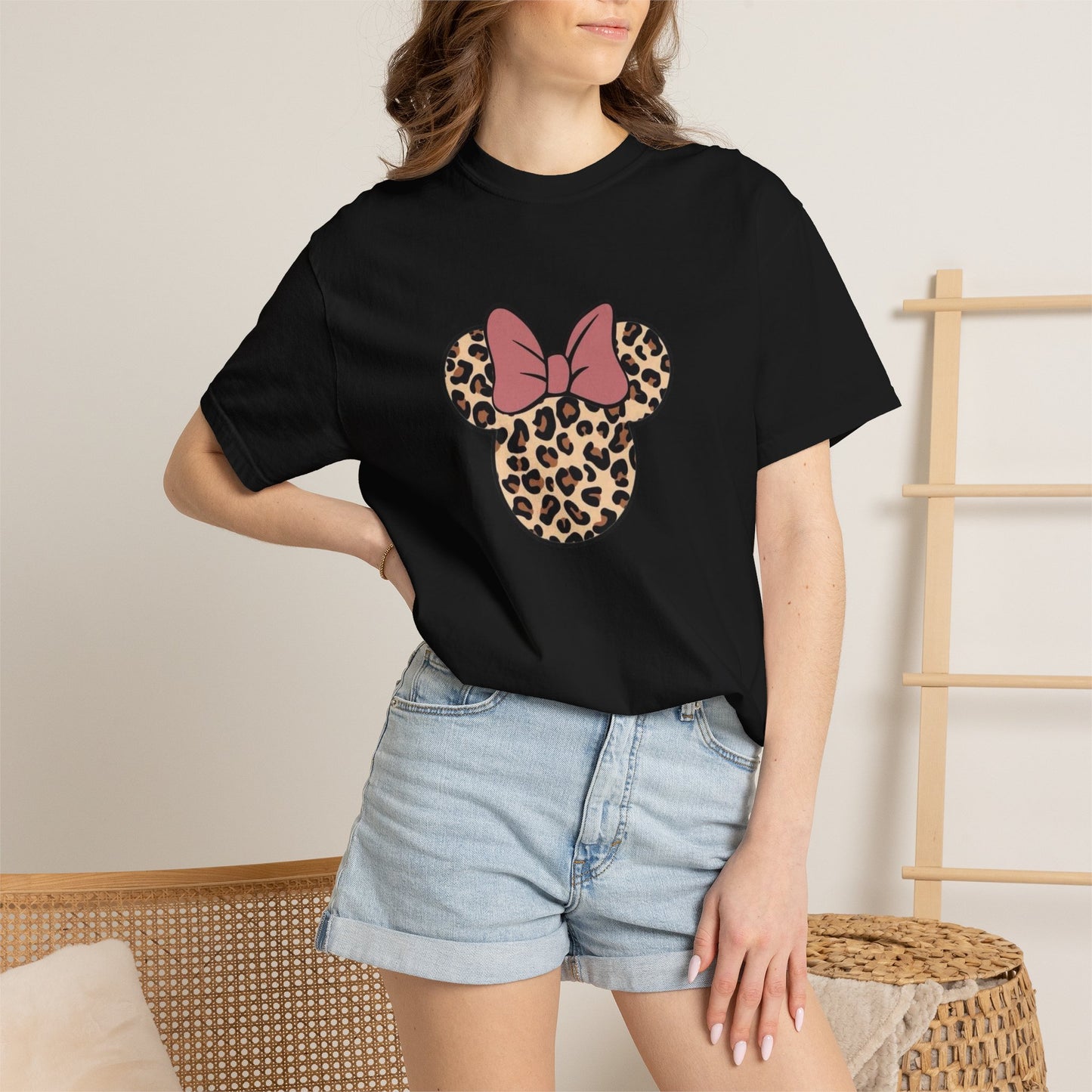 Leopard Print Minnie Mouse Tee — Pink Bow Graphic T-Shirt
