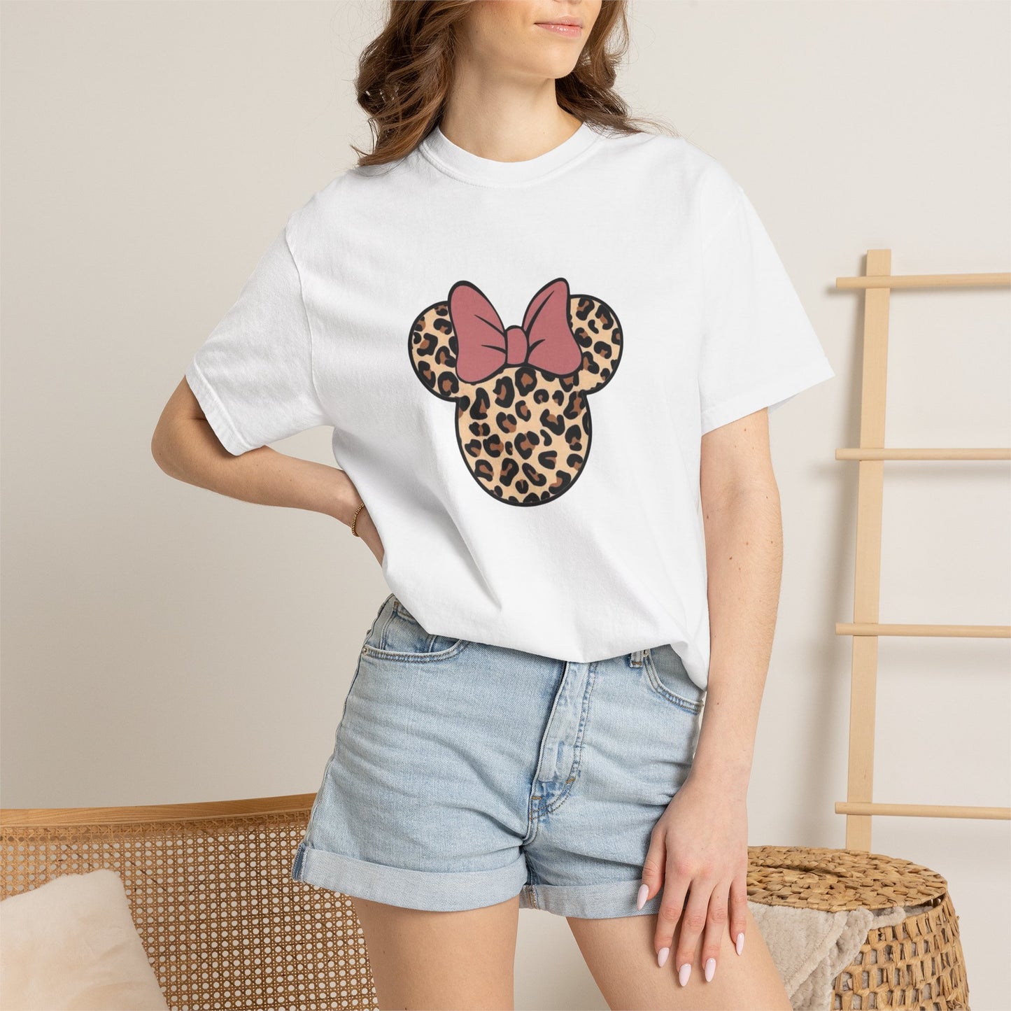 Leopard Print Minnie Mouse Tee — Pink Bow Graphic T-Shirt