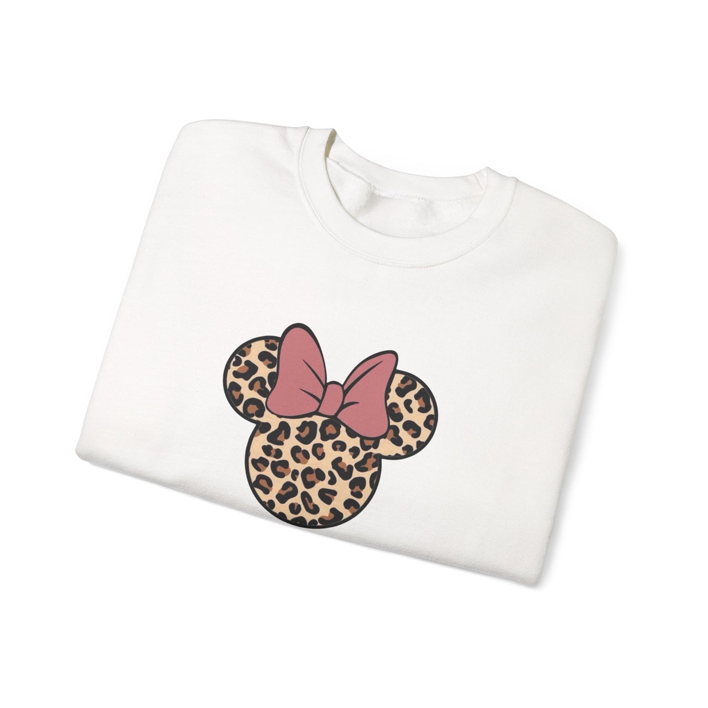 Leopard Minnie Bow Crewneck Sweatshirt