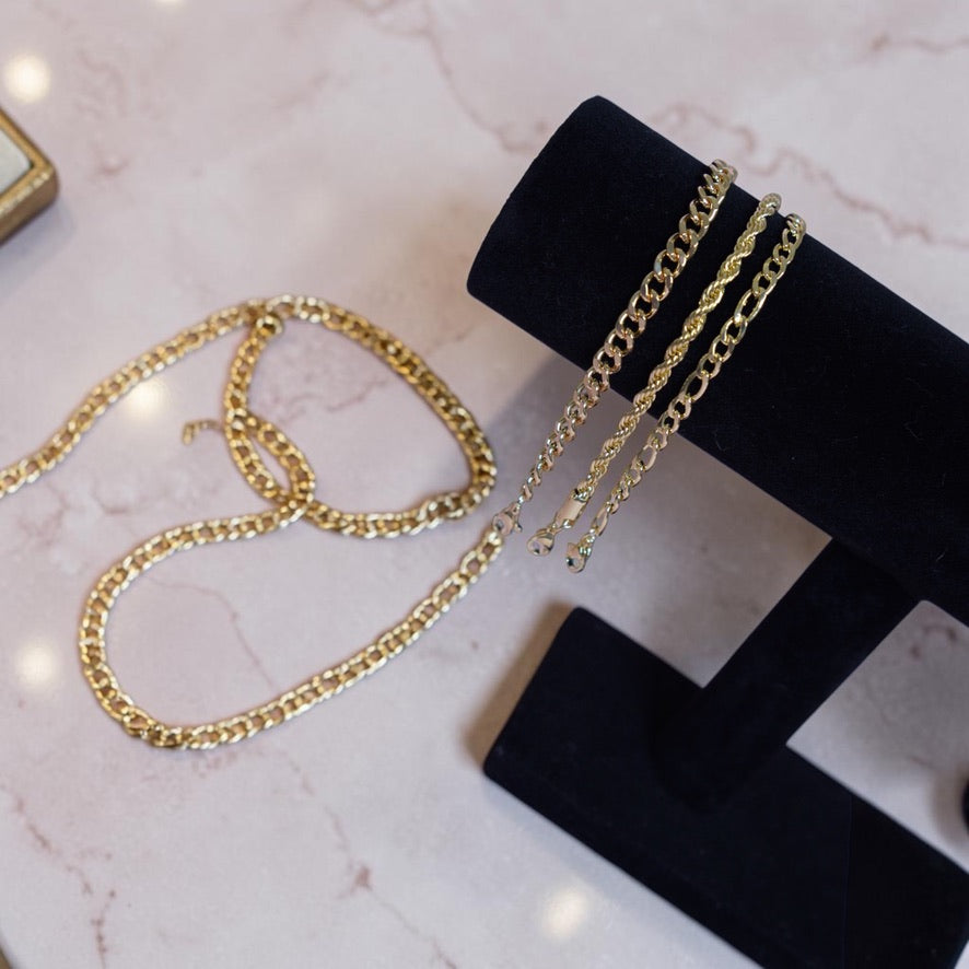 Anklet 3 stack (cuban & rope style)