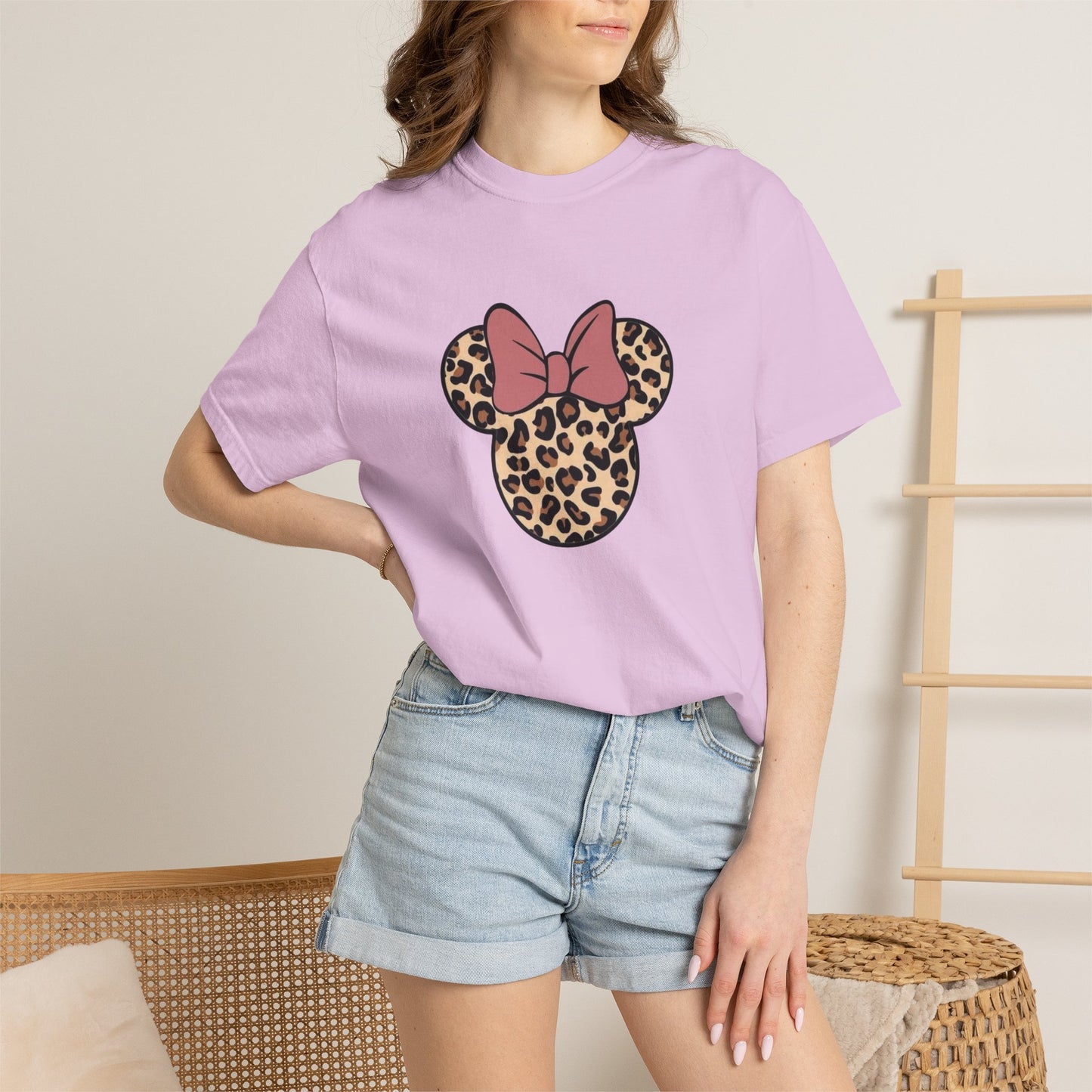 Leopard Print Minnie Mouse Tee — Pink Bow Graphic T-Shirt