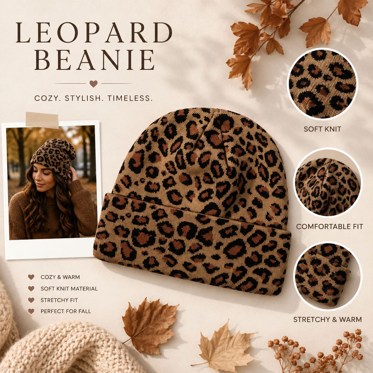 Leopard beanie ￼