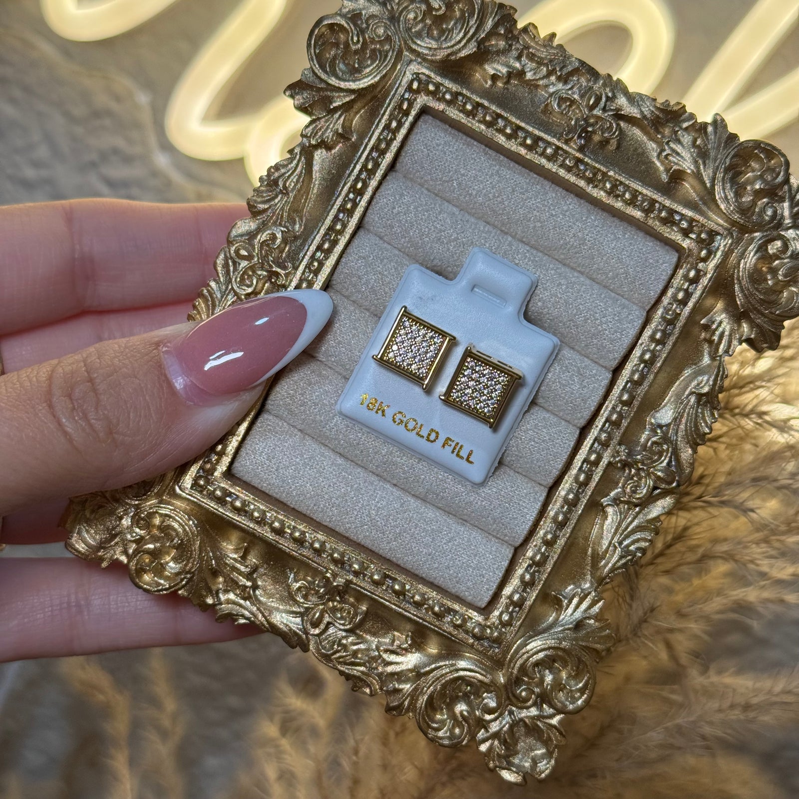 Square Diamond Earrings Style 11