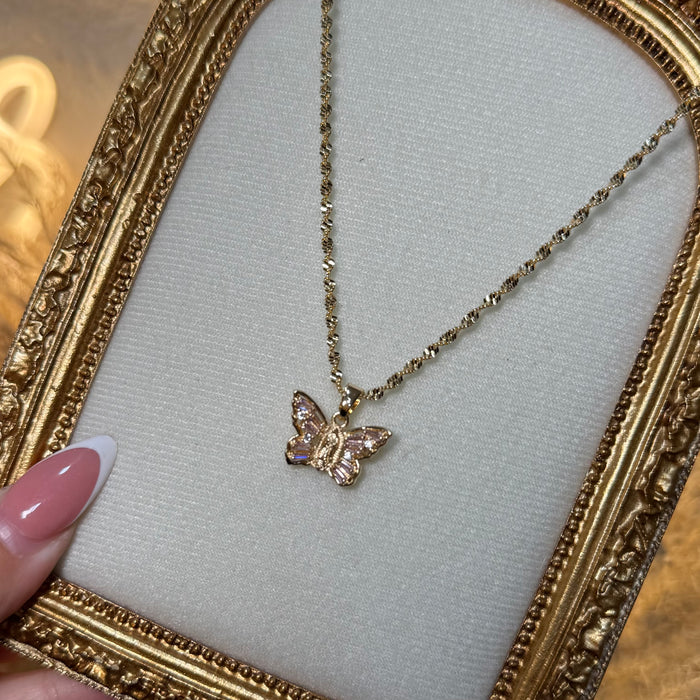 Virgin Mary crystal butterfly