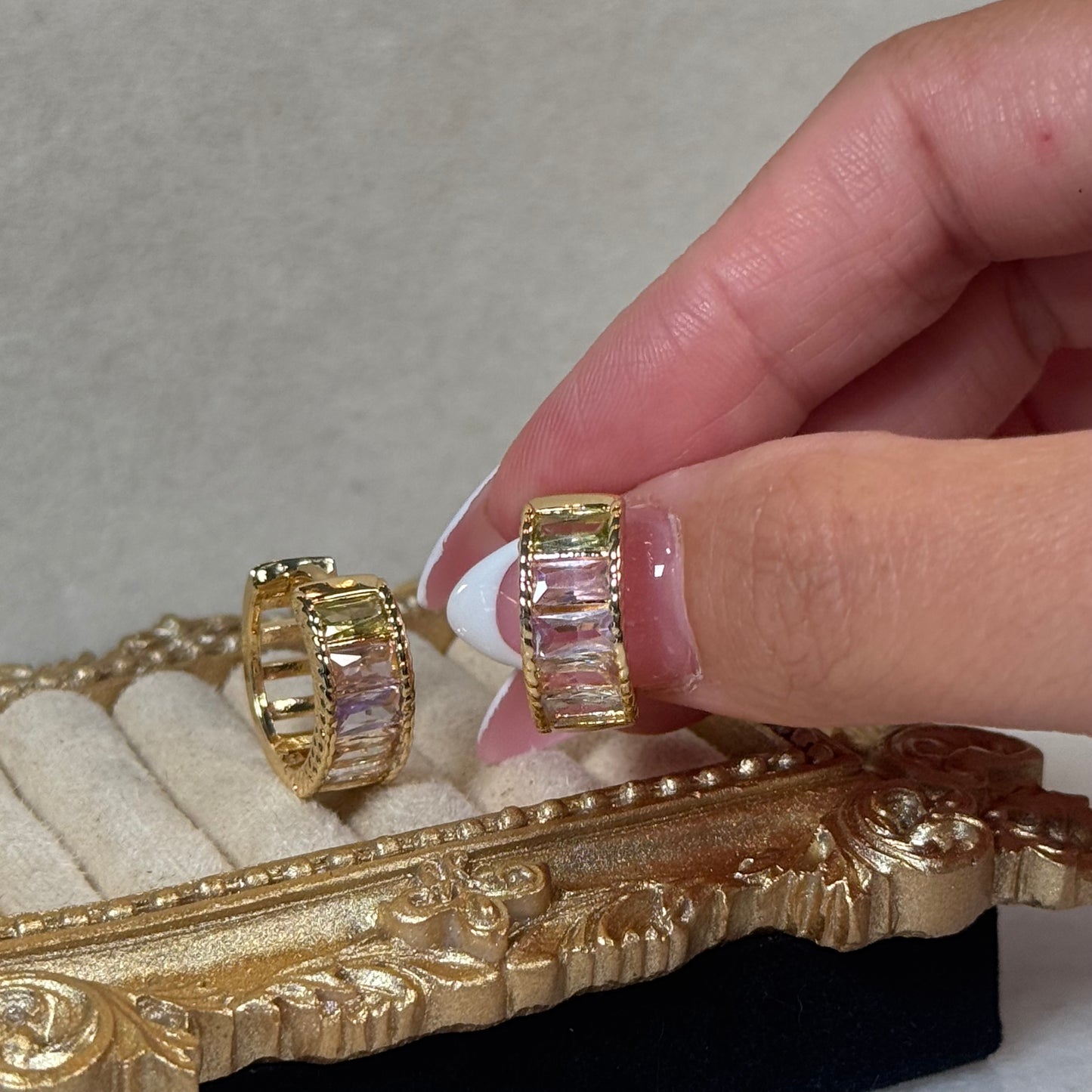 Tricolor Crystal small hoops Style 5