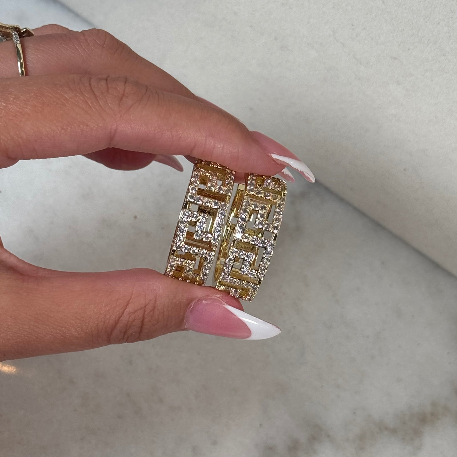 CZ Medium Hoop Earrings Style 6