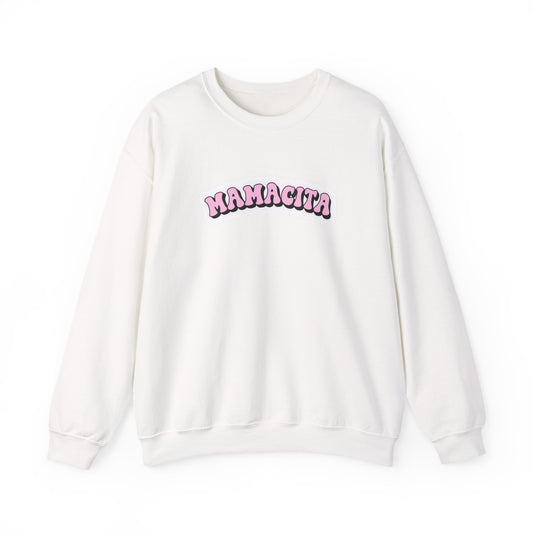 Mamacita Crewneck Sweatshirt - Cute Pink Retro Graphic Pullover