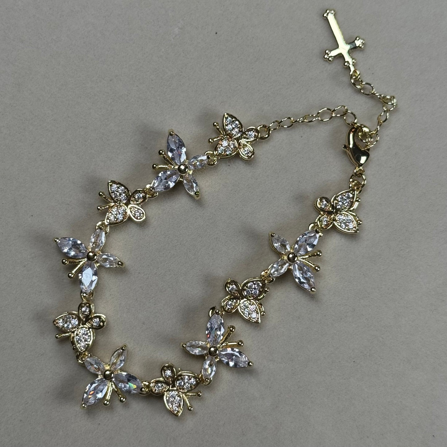 Butterfly Bracelet, white stones
