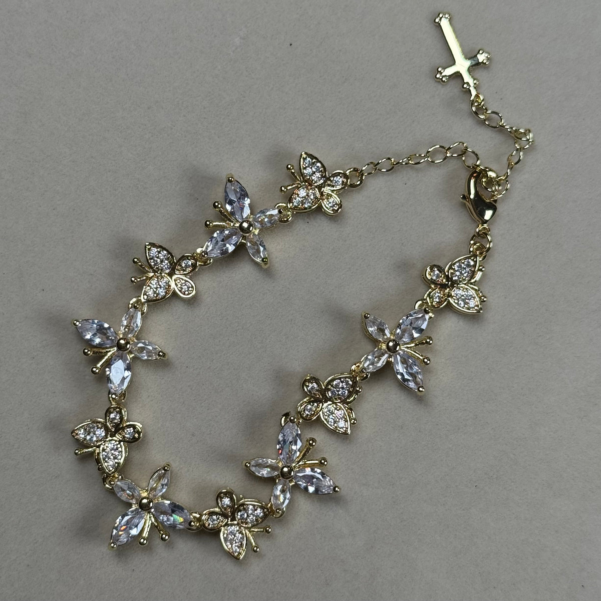 Butterfly Bracelet, white stones