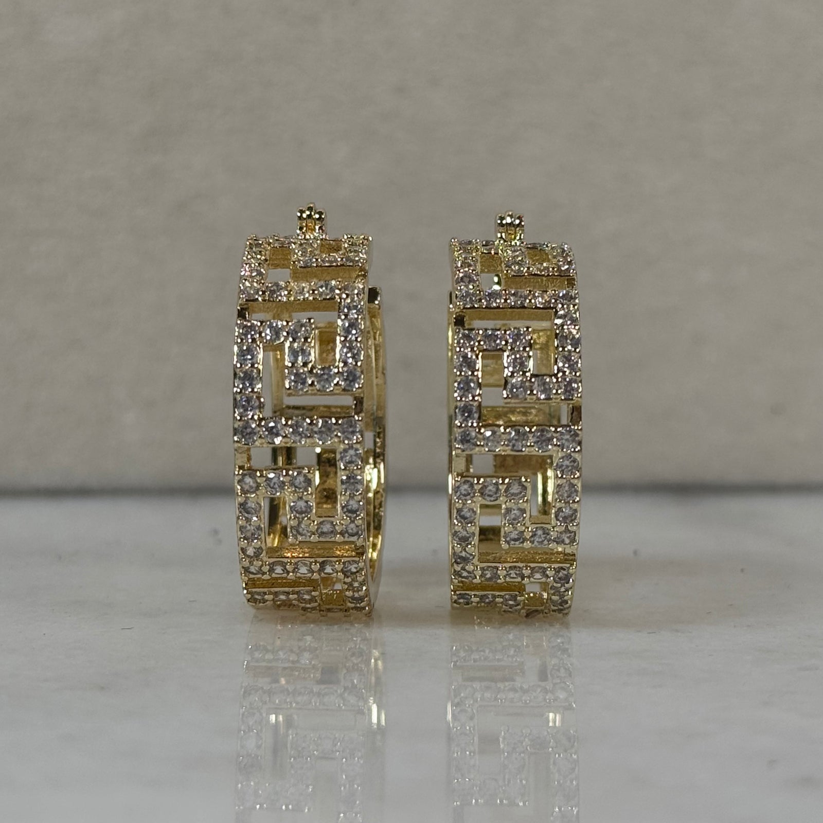 CZ Medium Hoop Earrings Style 6