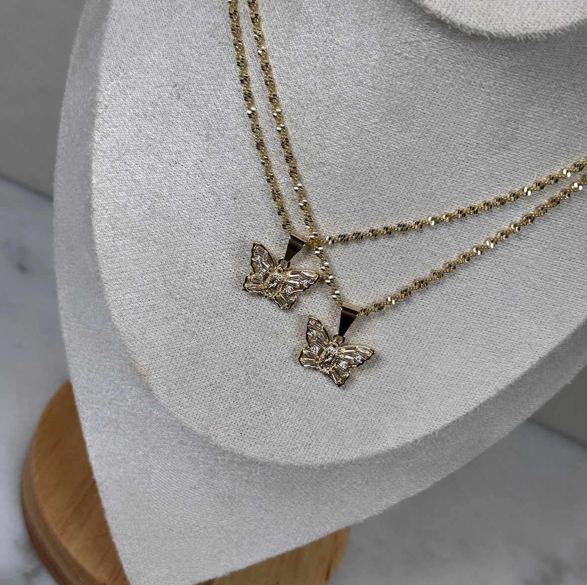 Virgin Mary crystal butterfly