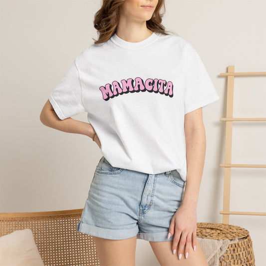 Mamacita Graphic T-Shirt — Pink Bubble Letter Tee for Moms & Trendsetters