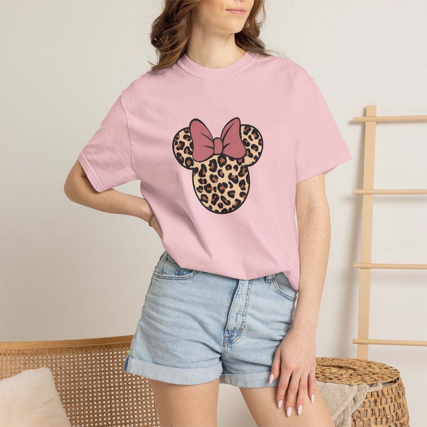 Leopard Print Minnie Mouse Tee — Pink Bow Graphic T-Shirt