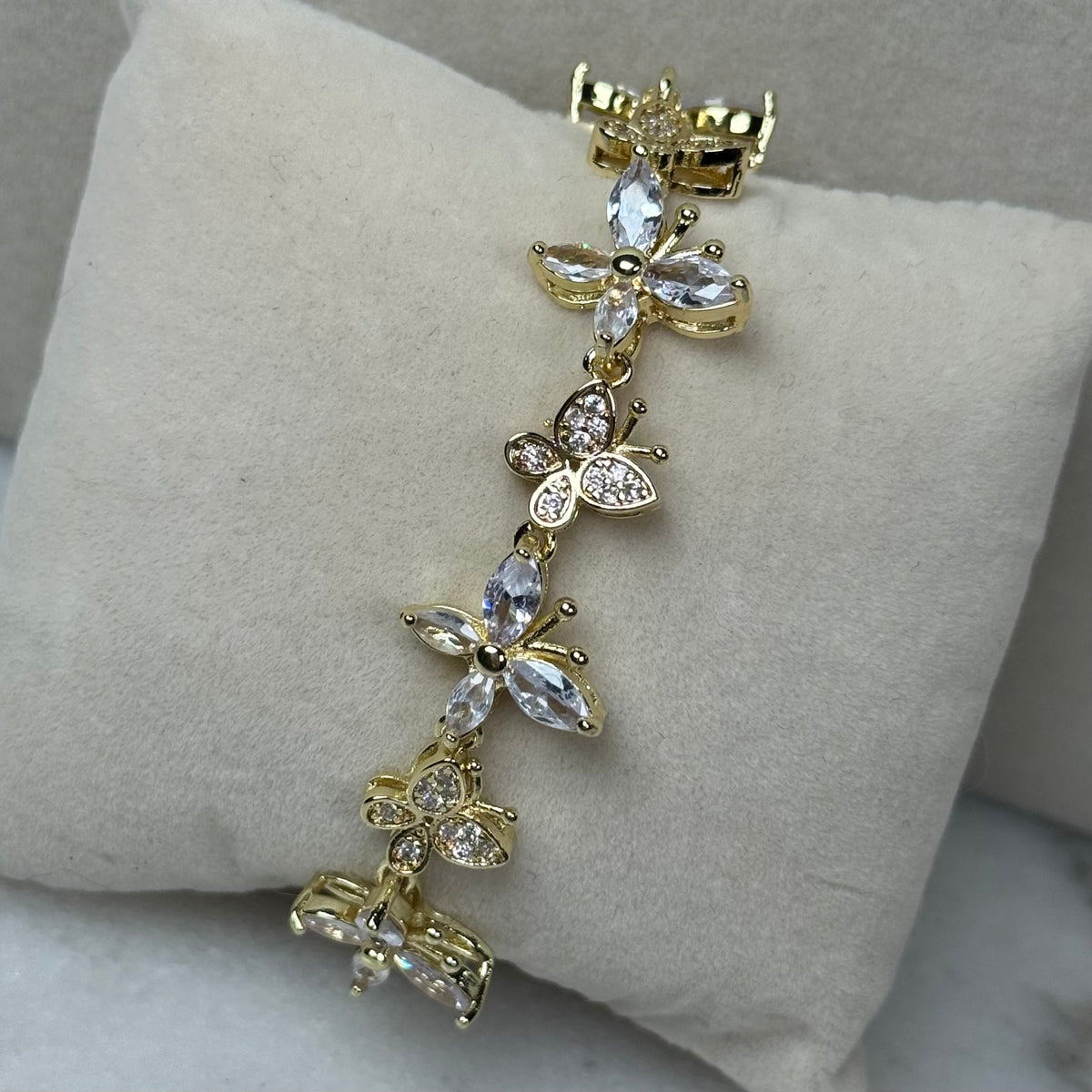Butterfly Bracelet, white stones
