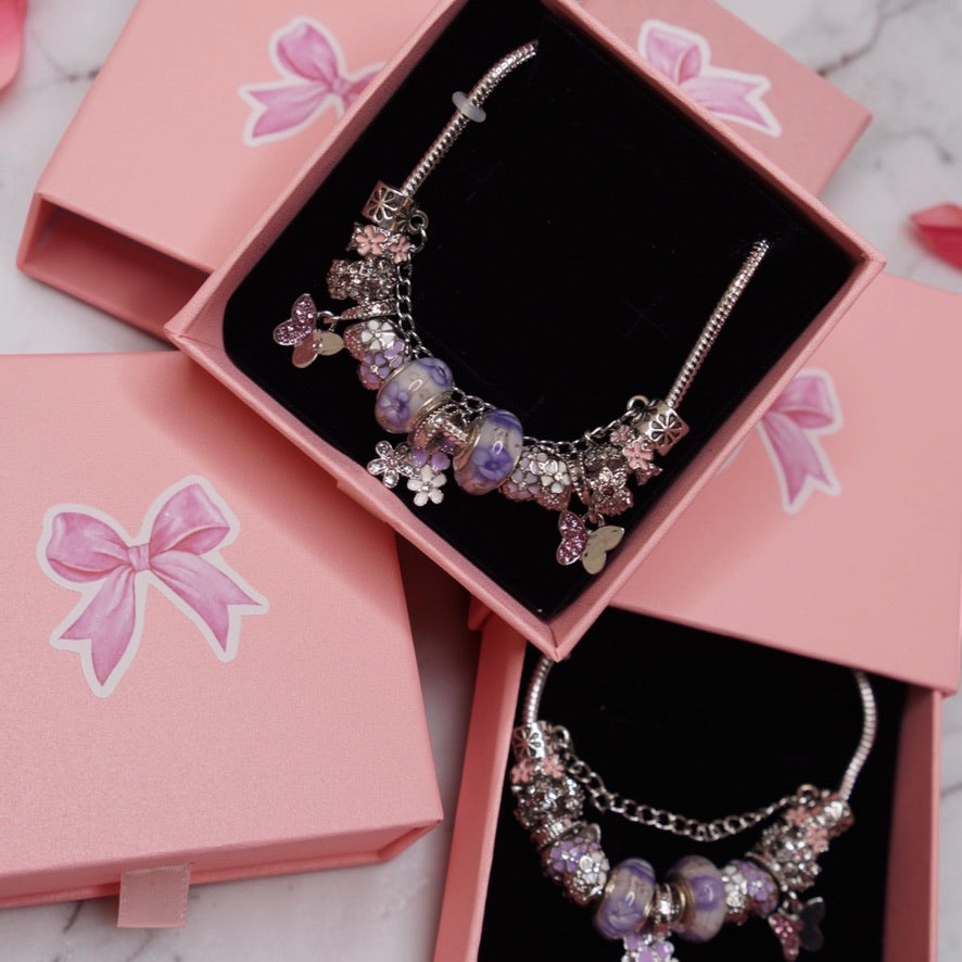 Purple Charm Bracelet 925 Silver