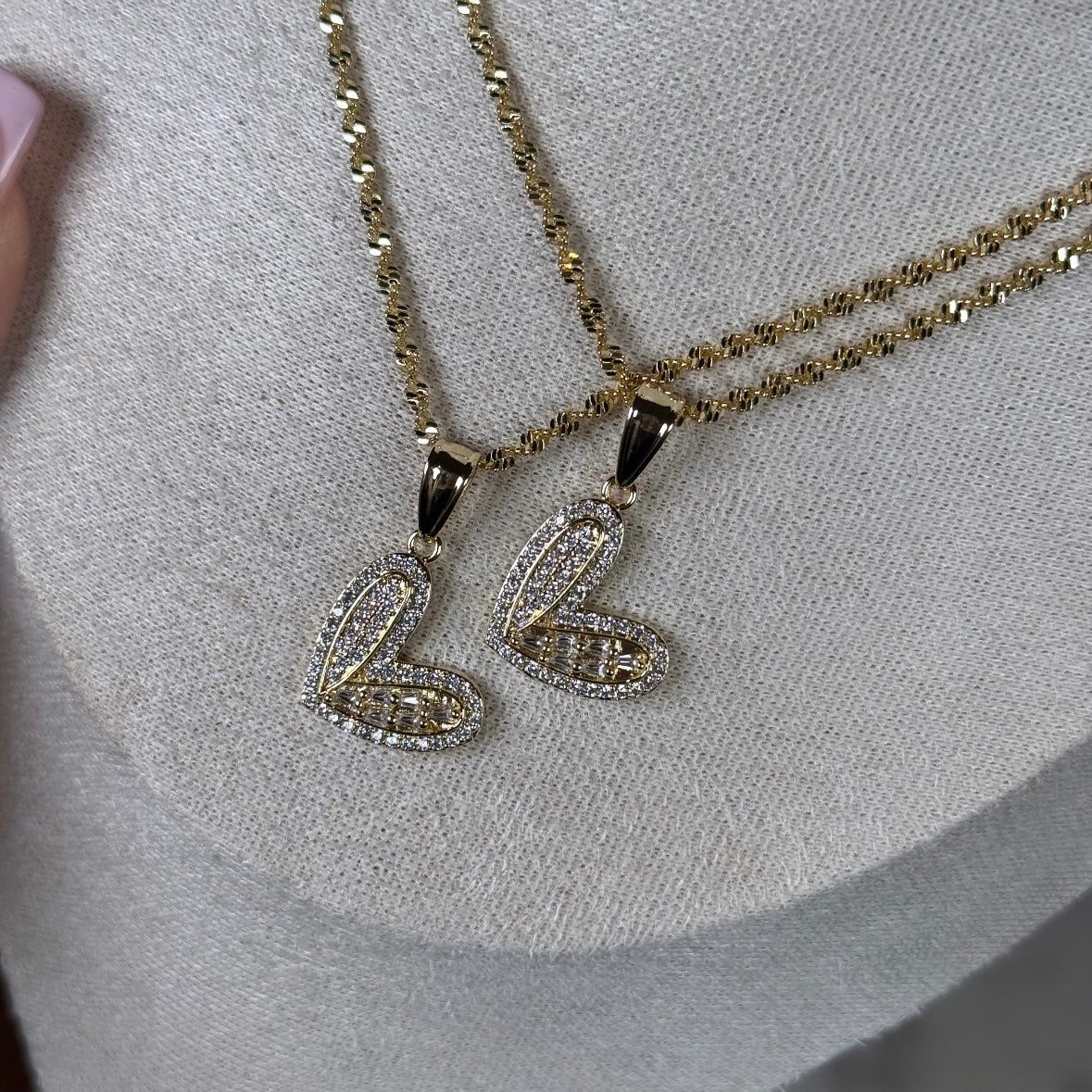 Bling heart with 18” chain, CZ diamonds