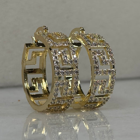 CZ Medium Hoop Earrings Style 6