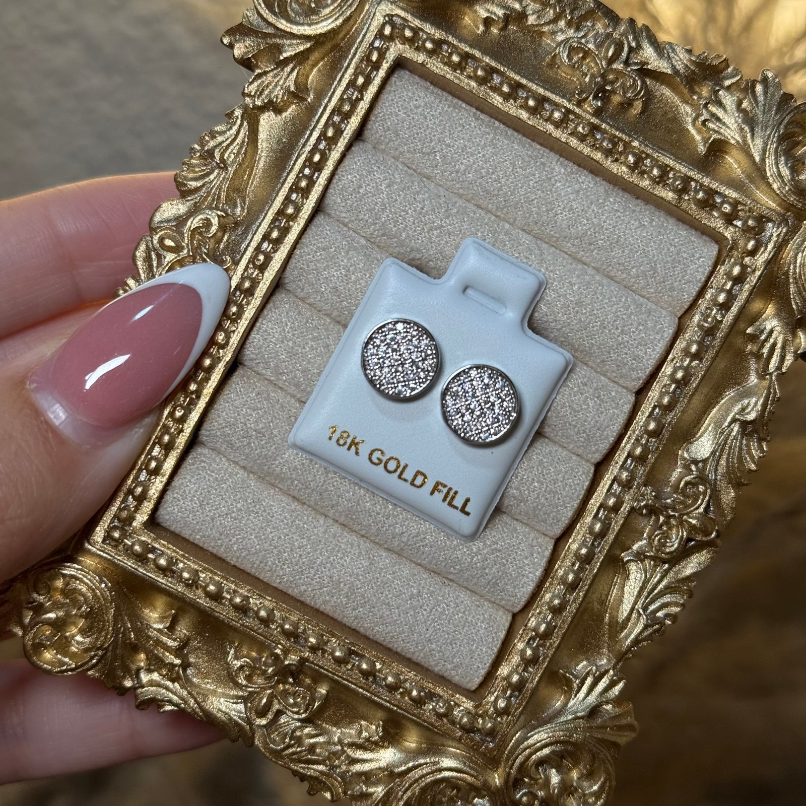 Round WhiteGold CZ diamond Earrings style 15