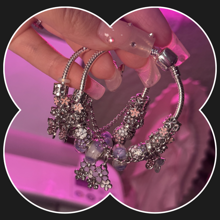 Purple Charm Bracelet 925 Silver