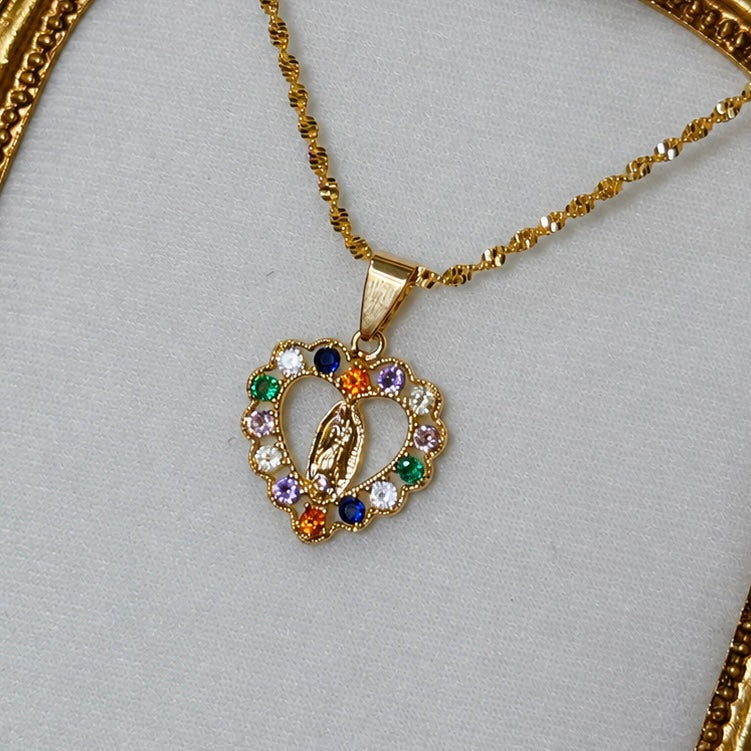 VR Tri-color heart 20” chain