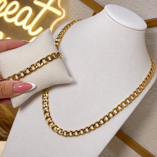 Stainless Steel Cuban chain set