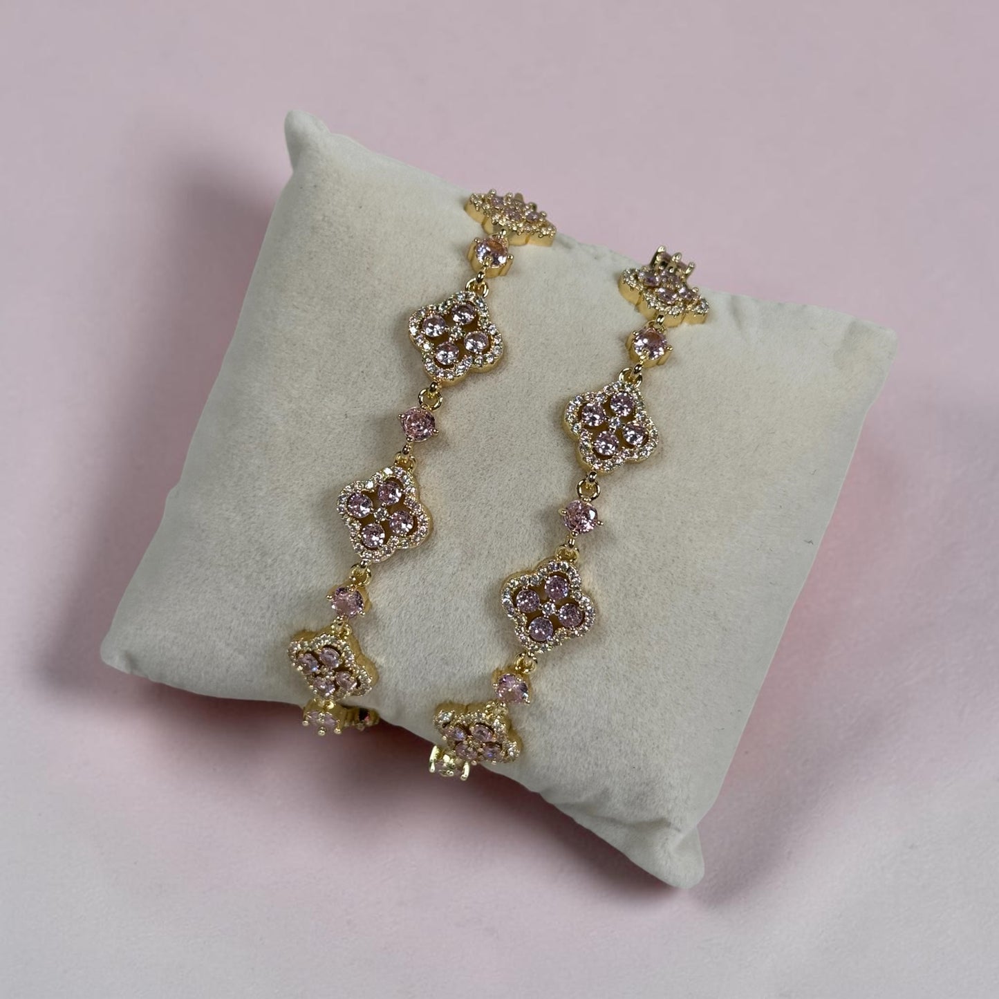 Diamond Pink Clover bracelet